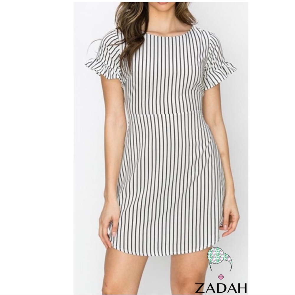 Stripe Ruffle Sleeve Dress